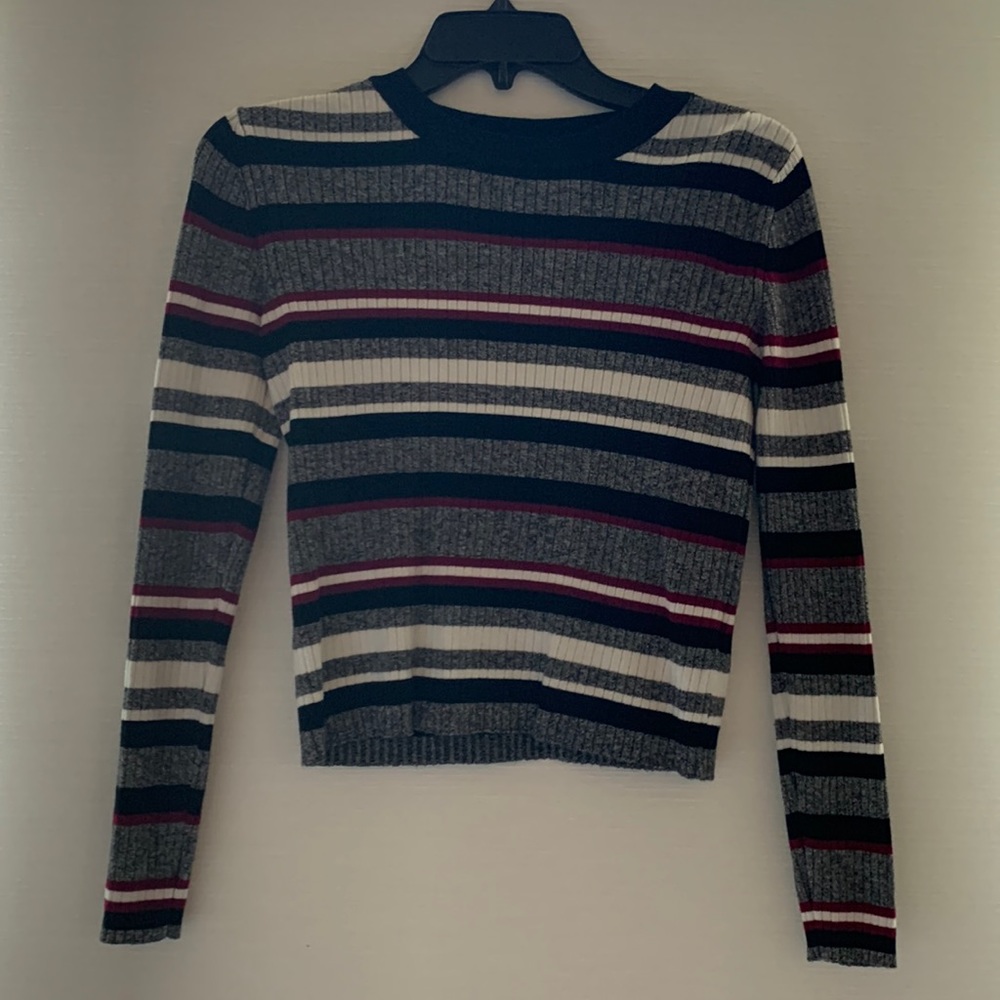 Burgundy striped long sleeve